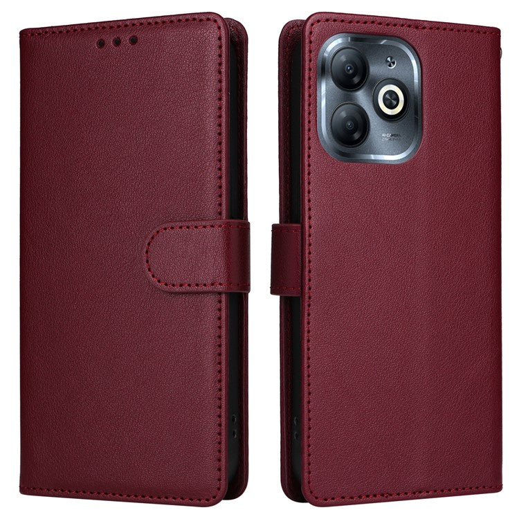 For Infinix Smart 8 4G Case Wallet Stand View PU Leather Phone Cover - Wine Red