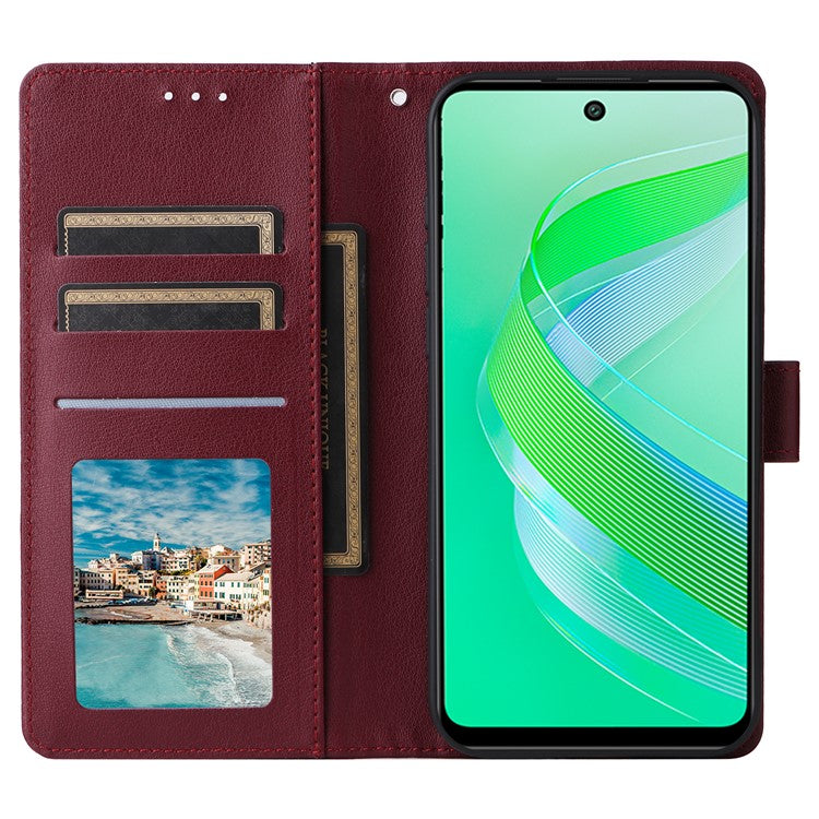 For Infinix Smart 8 4G Case Wallet Stand View PU Leather Phone Cover - Wine Red