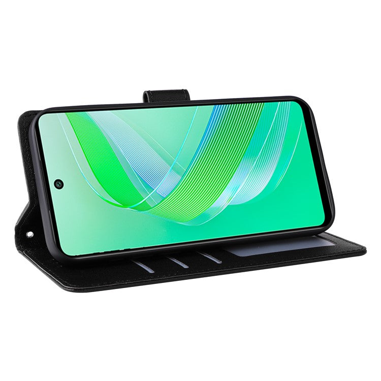 For Infinix Smart 8 4G Case Wallet Stand View PU Leather Phone Cover - Black