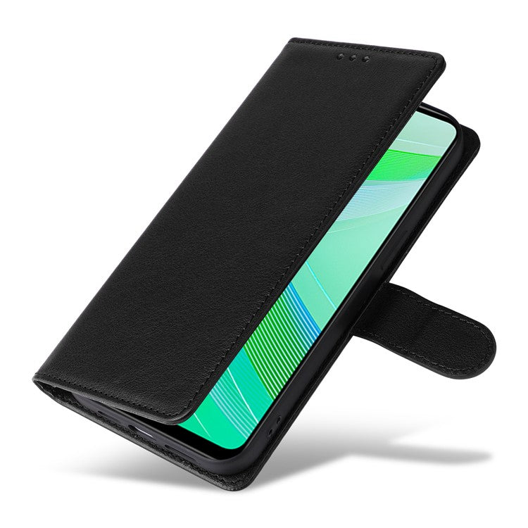 For Infinix Smart 8 4G Case Wallet Stand View PU Leather Phone Cover - Black
