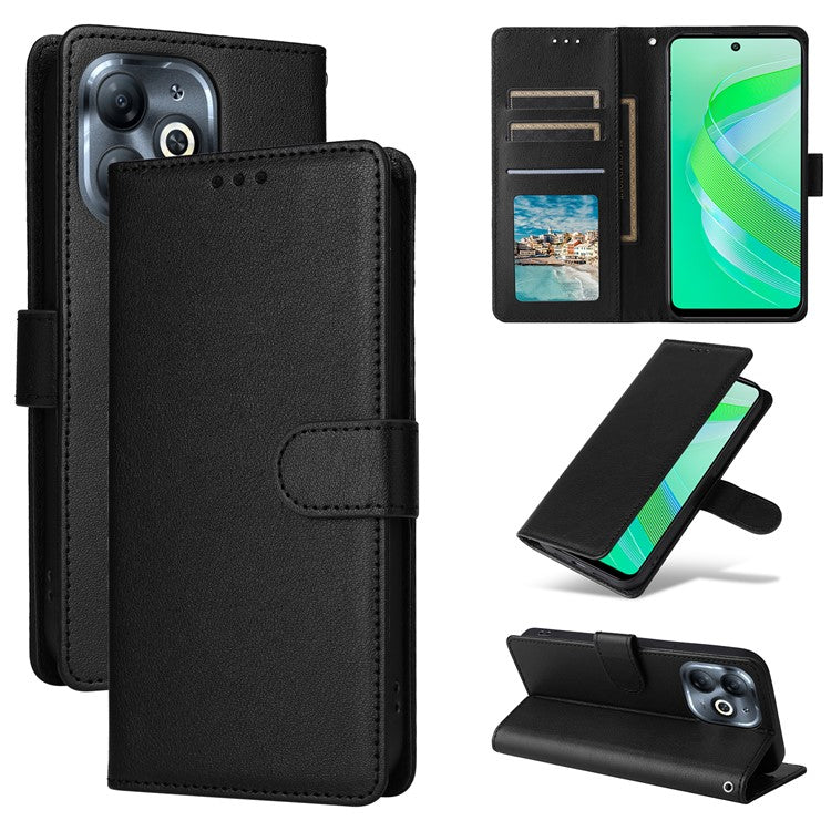 For Infinix Smart 8 4G Case Wallet Stand View PU Leather Phone Cover - Black