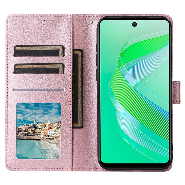 For Infinix Smart 8 4G Case Wallet Stand View PU Leather Phone Cover - Rose Gold
