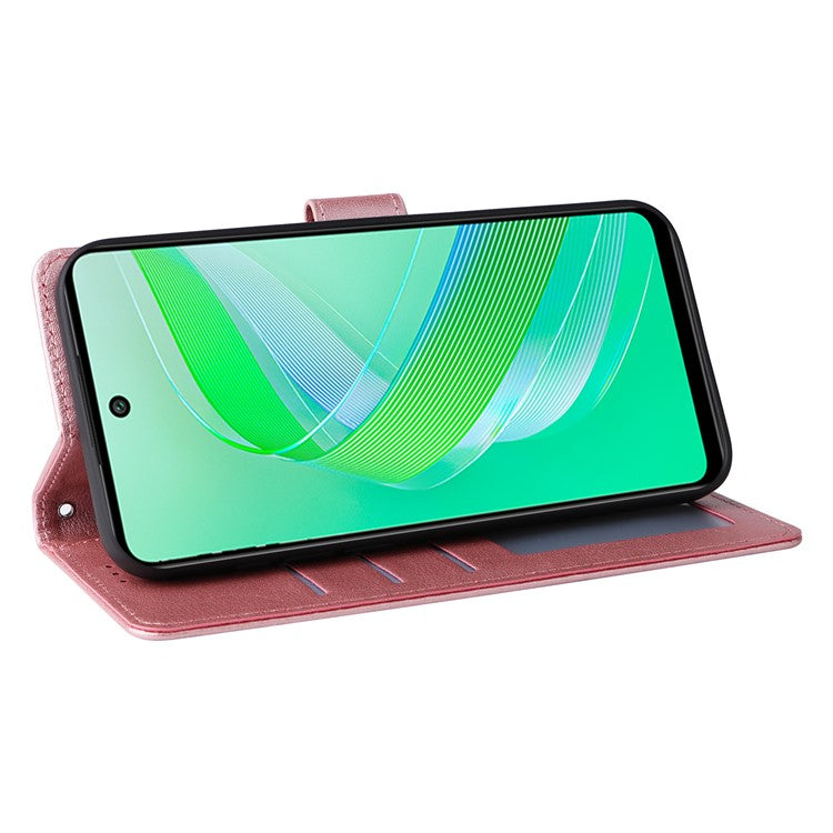 For Infinix Smart 8 4G Case Wallet Stand View PU Leather Phone Cover - Rose Gold