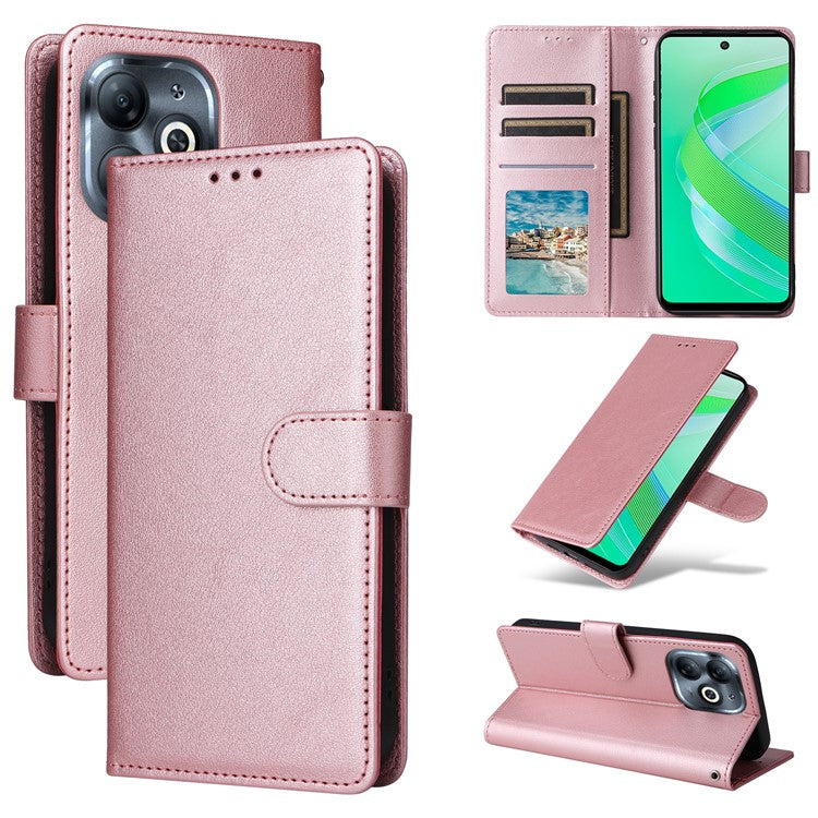 For Infinix Smart 8 4G Case Wallet Stand View PU Leather Phone Cover - Rose Gold