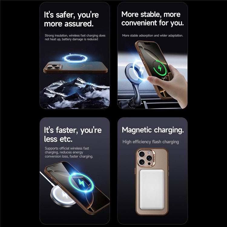 SULADA For iPhone 16 Pro Case Compatible with MagSafe Ultra-Thin PC+TPU Phone Cover - Gold