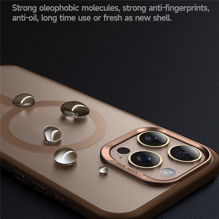 SULADA For iPhone 16 Pro Case Compatible with MagSafe Ultra-Thin PC+TPU Phone Cover - Gold