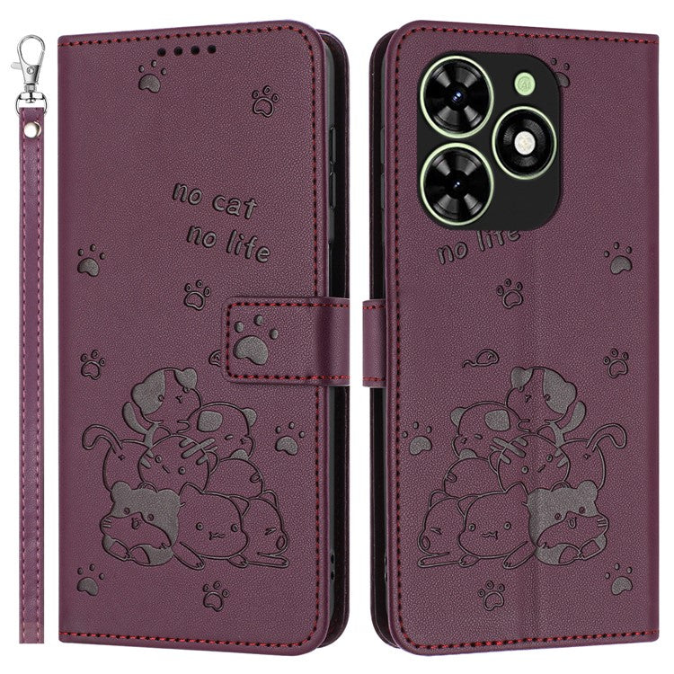 Leather Case for Infinix Smart 8 Plus / Smart 8 Pro 4G / Smart 8 4G / Hot 40i / TECNO Spark 20 / Spark 20C / Spark Go 2024 4G / Pop 8 Wallet Cover - Wine Red