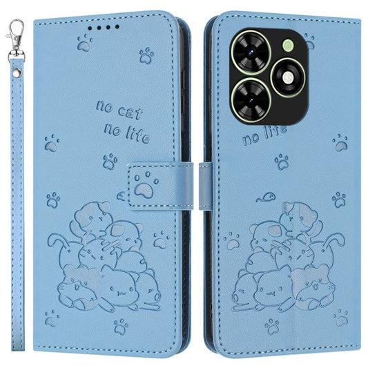 Leather Case for Infinix Smart 8 Plus / Smart 8 Pro 4G / Smart 8 4G / Hot 40i / TECNO Spark 20 / Spark 20C / Spark Go 2024 4G / Pop 8 Wallet Cover - Blue