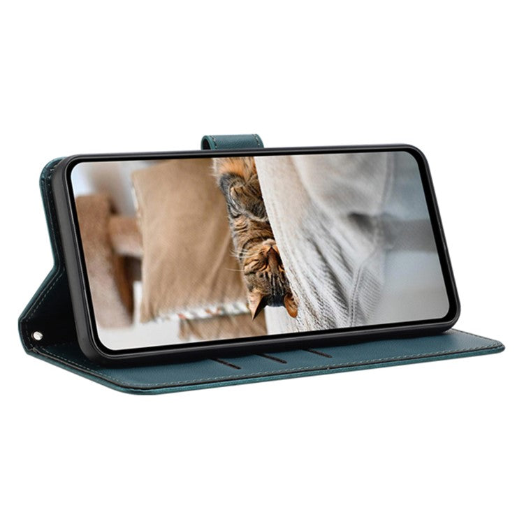 Leather Case for Oppo A80 5G / K12x 5G (India) / A3 Pro (Global) 5G / A3 Pro (India) 5G Cats Imprint Leather Wallet Phone Cover with Strap - Blackish Green