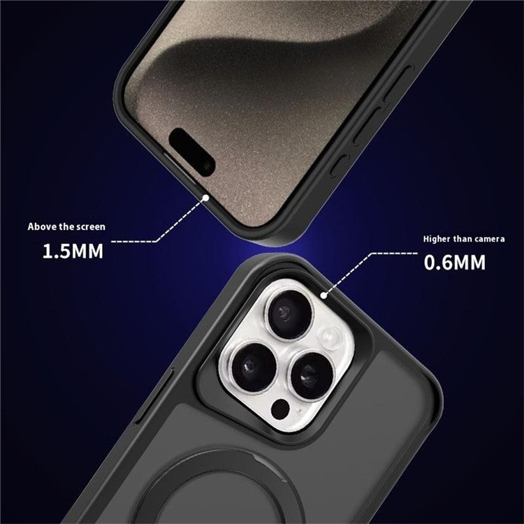 For iPhone 16 Pro Case Compatible with MagSafe PC+TPU Ring Kickstand Cell Phone Cover - Dark Purple