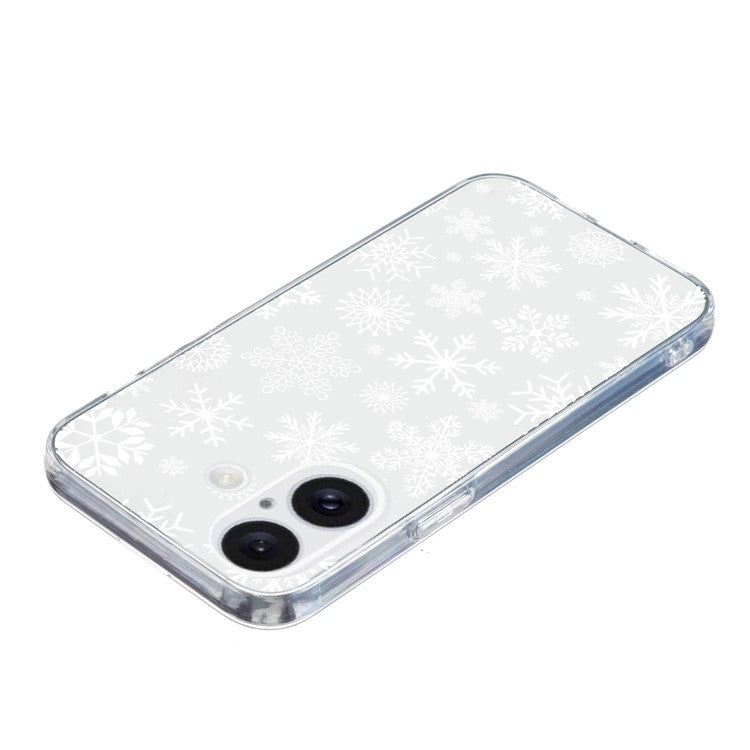 For iPhone 16 Plus Case Christmas Pattern Print Soft TPU Phone Protector - Snowflake