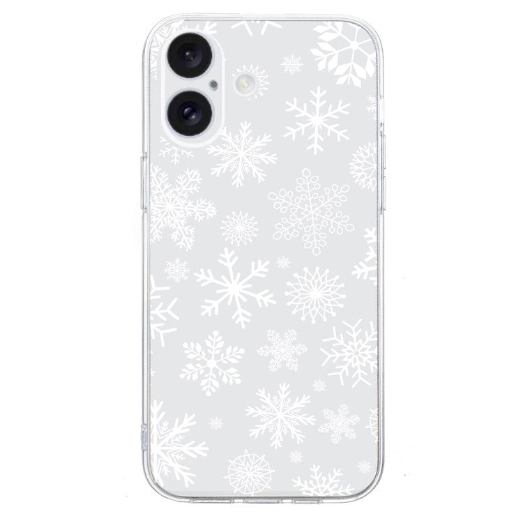 For iPhone 16 Plus Case Christmas Pattern Print Soft TPU Phone Protector - Snowflake