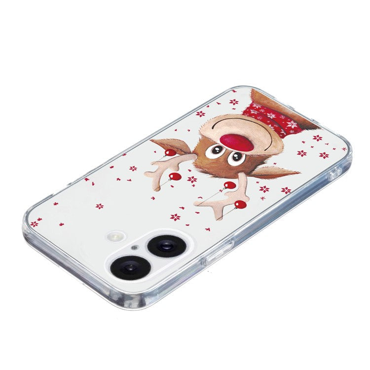 For iPhone 16 Plus Case Christmas Pattern Print Soft TPU Phone Protector - Deer