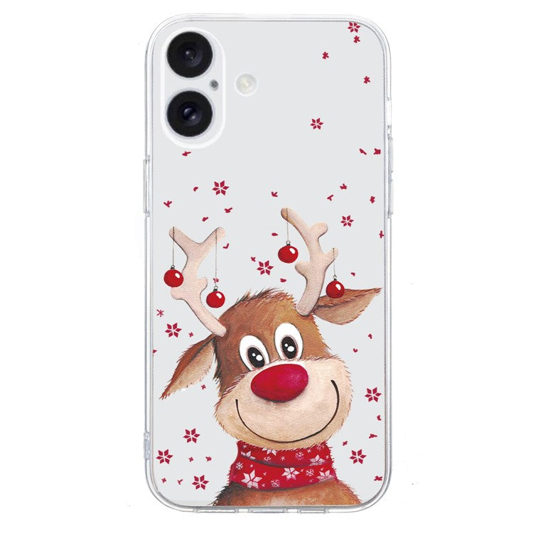 For iPhone 16 Plus Case Christmas Pattern Print Soft TPU Phone Protector - Deer
