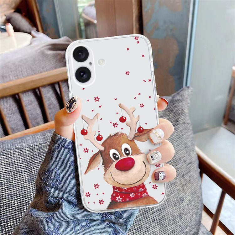 For iPhone 16 Plus Case Christmas Pattern Print Soft TPU Phone Protector - Deer