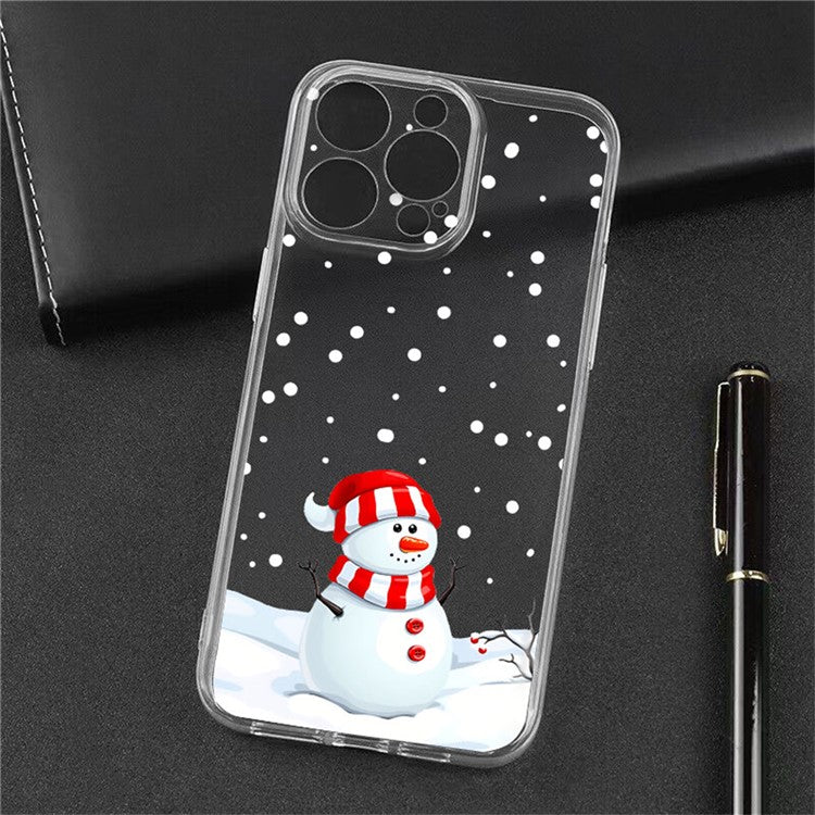 For iPhone 16 Pro Case Christmas Pattern Print Soft TPU Phone Protector - Snowman