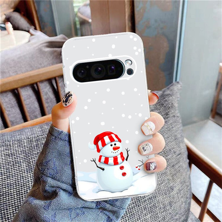 For Google Pixel 9 / 9 Pro Case Christmas Pattern Print Soft TPU Phone Protector - Snowman