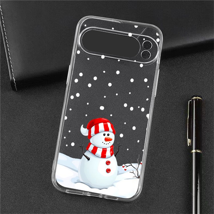 For Google Pixel 9 / 9 Pro Case Christmas Pattern Print Soft TPU Phone Protector - Snowman