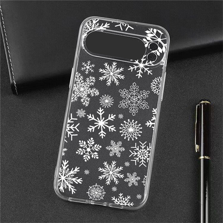 For Google Pixel 9 Pro XL Case Christmas Pattern Print Soft TPU Phone Protector - Snowflake