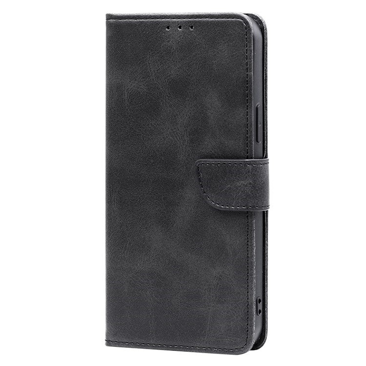 For OnePlus Nord CE4 Lite 5G / Oppo K12x 5G (China) Wallet Case Calf Texture Leather Phone Cover - Black