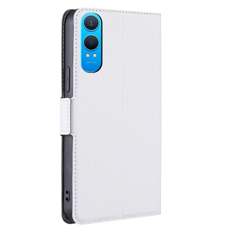 For OnePlus Nord CE4 Lite 5G / Oppo K12x 5G (China) Case Card Holder PU Leather Phone Cover - White