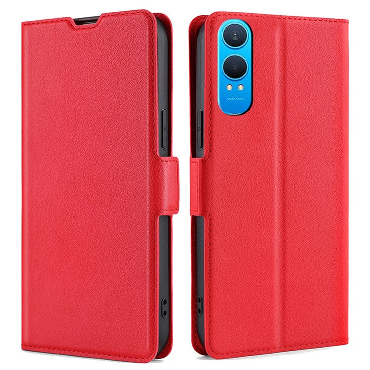 For OnePlus Nord CE4 Lite 5G / Oppo K12x 5G (China) Case Card Holder PU Leather Phone Cover - Red