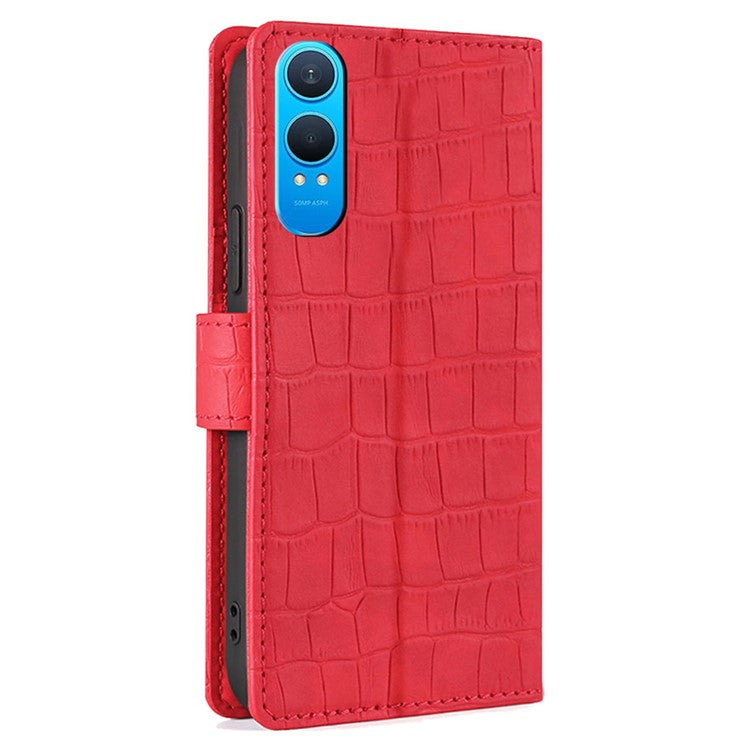 For OnePlus Nord CE4 Lite 5G / Oppo K12x 5G (China) Case Crocodile Texture PU Leather Phone Cover - Red