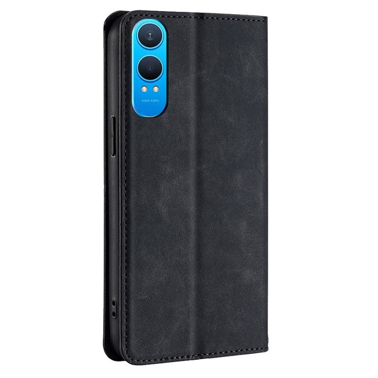 For OnePlus Nord CE4 Lite 5G / Oppo K12x 5G (China) Wallet Case PU Leather Magnetic Closing Phone Cover - Black
