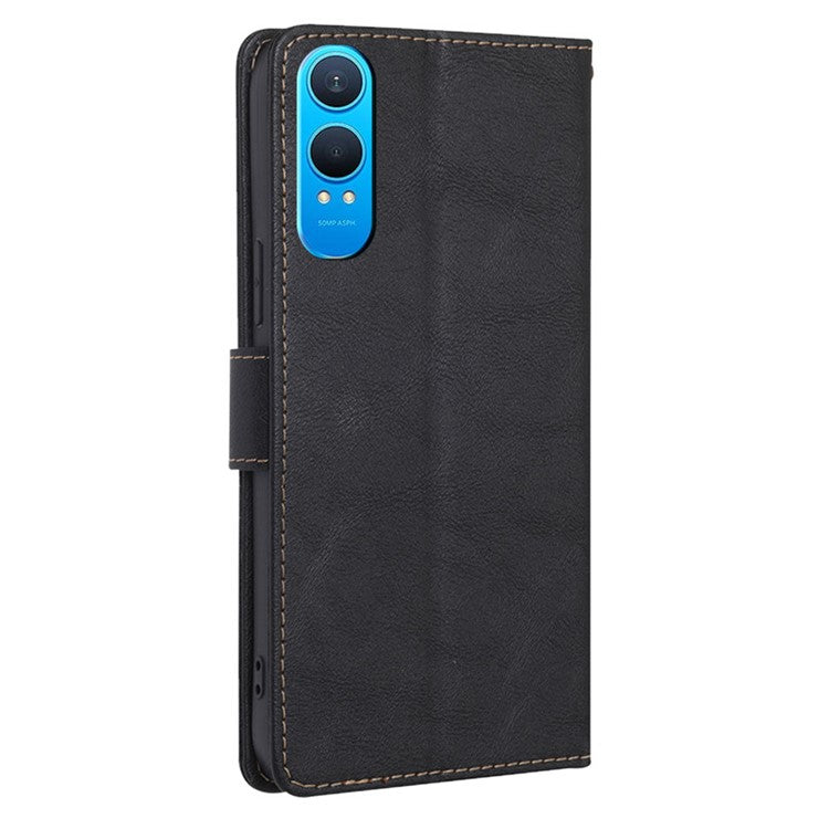 For OnePlus Nord CE4 Lite 5G / Oppo K12x 5G (China) Case Leather Phone Cover with RFID Blocking Wallet - Black