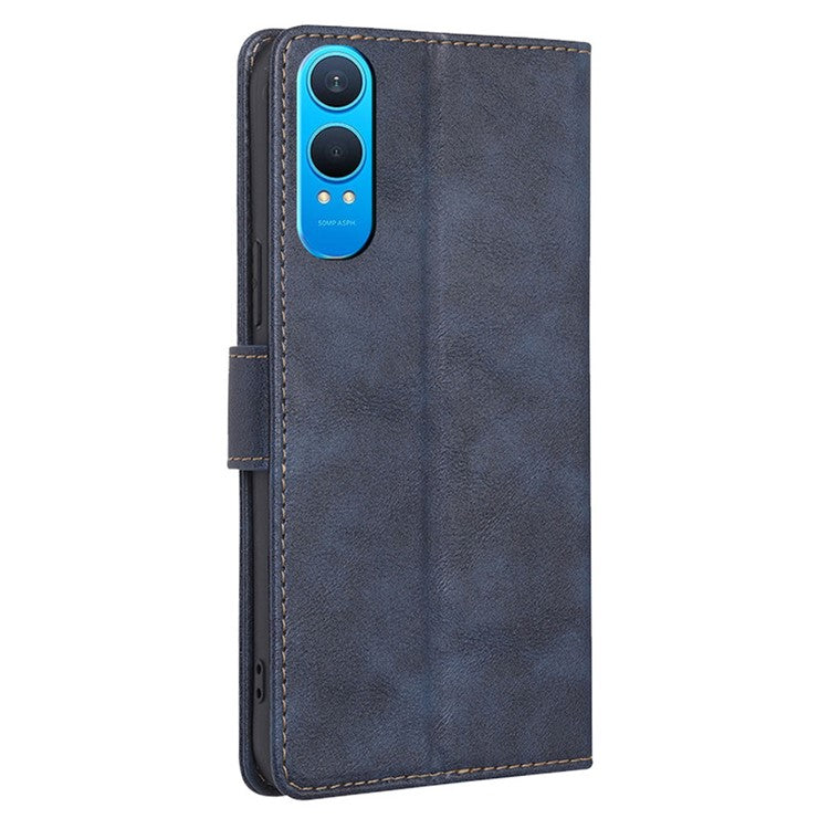 For OnePlus Nord CE4 Lite 5G / Oppo K12x 5G (China) Case Leather Phone Cover with RFID Blocking Wallet - Blue