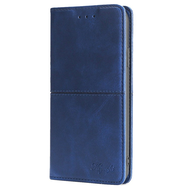 For OnePlus Nord CE4 Lite 5G / Oppo K12x 5G (China) Case Card Slots Cowhide Texture Phone Leather Cover - Blue