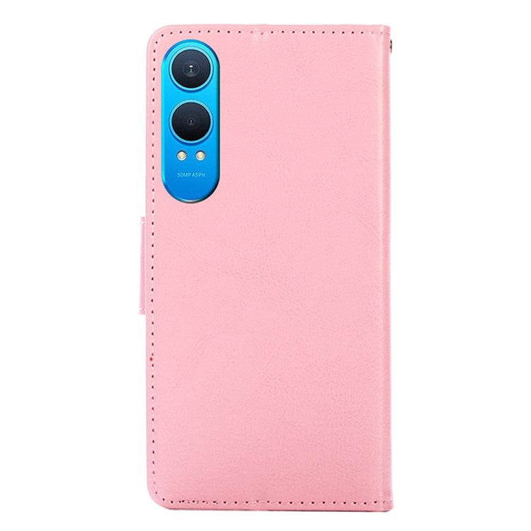For OnePlus Nord CE4 Lite 5G / Oppo K12x 5G (China) Case Wallet PU Leather + TPU Folding Stand Phone Cover - Pink