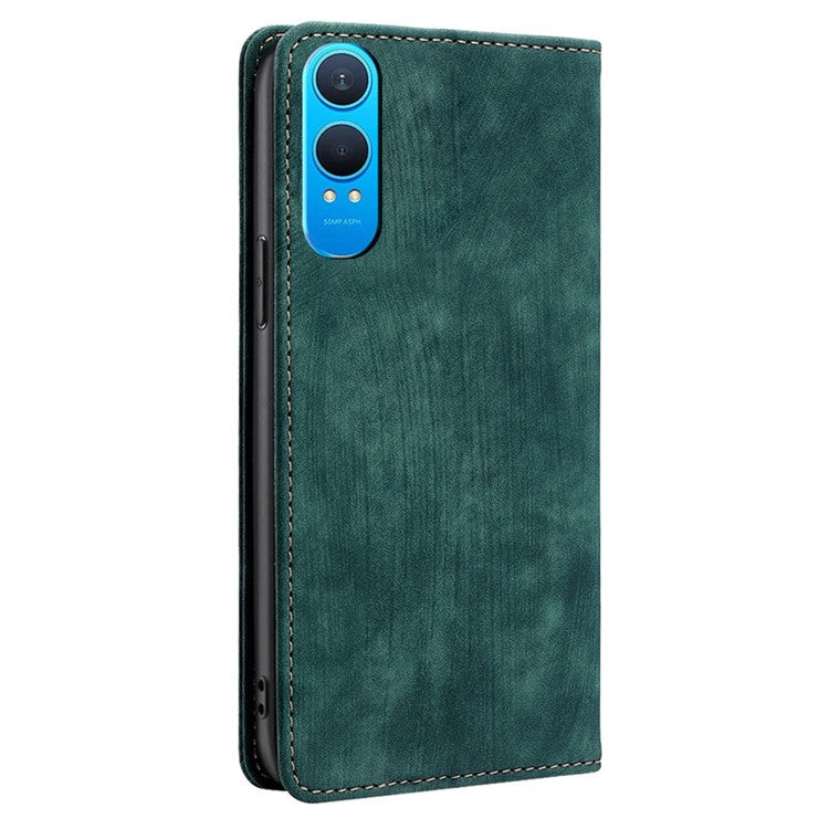 For OnePlus Nord CE4 Lite 5G / Oppo K12x 5G (China) Case RFID Blocking Wallet Leather Phone Cover - Green