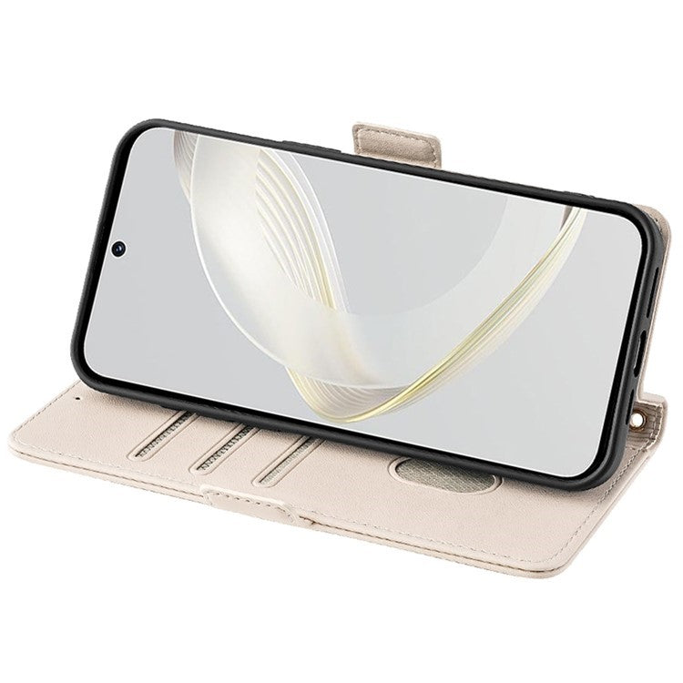 For OnePlus Nord CE4 Lite 5G / Oppo K12x 5G (China) Case PU Leather Wallet Stand Phone Cover with Crossbody Shoulder Strap - White