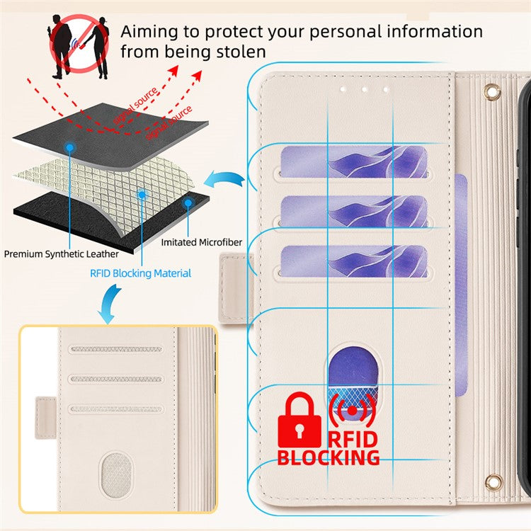 For OnePlus Nord CE4 Lite 5G / Oppo K12x 5G (China) Case PU Leather Wallet Stand Phone Cover with Crossbody Shoulder Strap - White