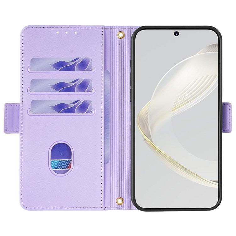 For OnePlus Nord CE4 Lite 5G / Oppo K12x 5G (China) Case PU Leather Wallet Stand Phone Cover with Crossbody Shoulder Strap - Purple