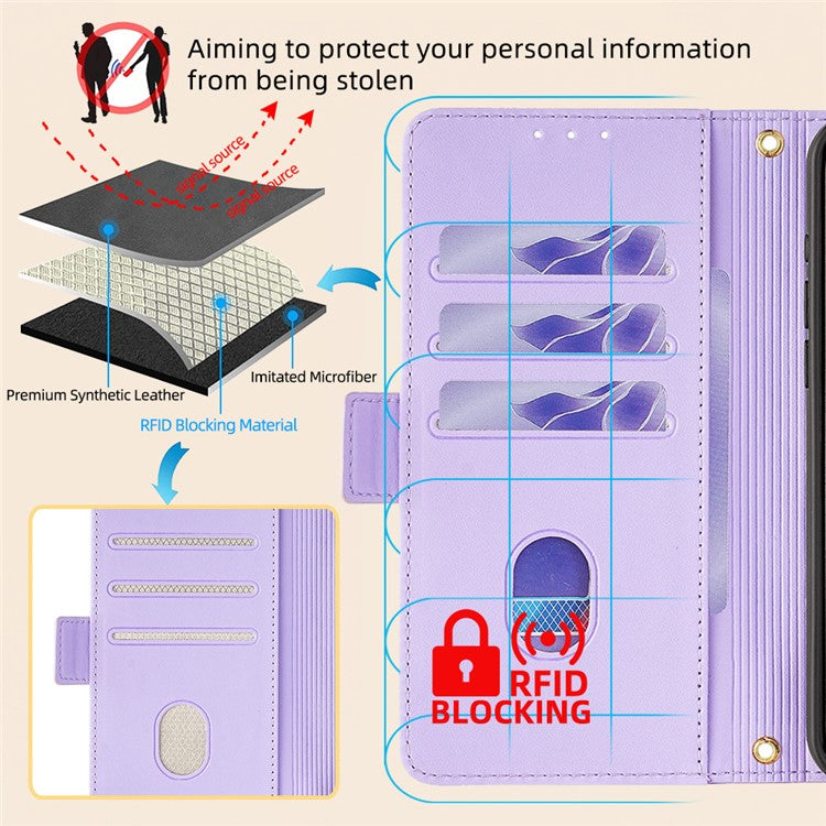 For OnePlus Nord CE4 Lite 5G / Oppo K12x 5G (China) Case PU Leather Wallet Stand Phone Cover with Crossbody Shoulder Strap - Purple