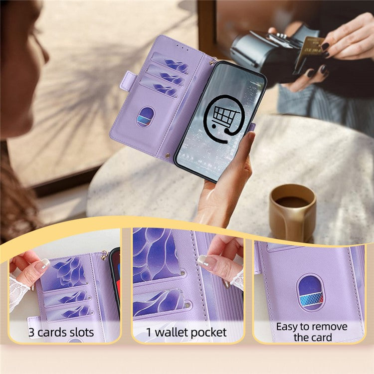 For OnePlus Nord CE4 Lite 5G / Oppo K12x 5G (China) Case PU Leather Wallet Stand Phone Cover with Crossbody Shoulder Strap - Purple