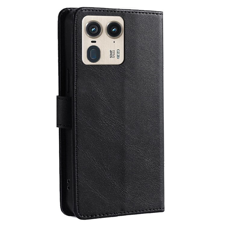 For Motorola Moto X50 Ultra 5G / Edge 50 Ultra 5G Wallet Case Calf Texture Leather Phone Cover - Black