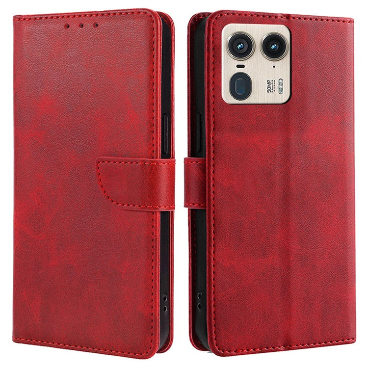 For Motorola Moto X50 Ultra 5G / Edge 50 Ultra 5G Wallet Case Calf Texture Leather Phone Cover - Red