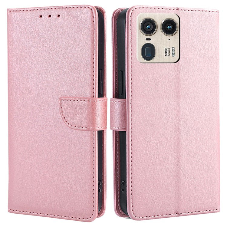 For Motorola Moto X50 Ultra 5G / Edge 50 Ultra 5G Wallet Case Calf Texture Leather Phone Cover - Rose Gold