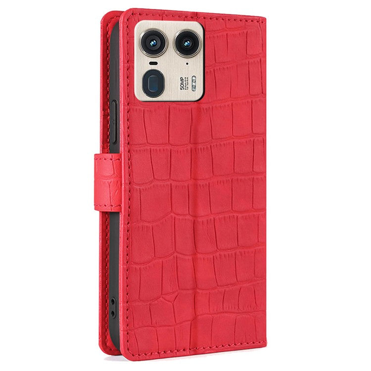 For Motorola Moto X50 Ultra 5G / Edge 50 Ultra 5G Case Crocodile Texture PU Leather Phone Cover - Red
