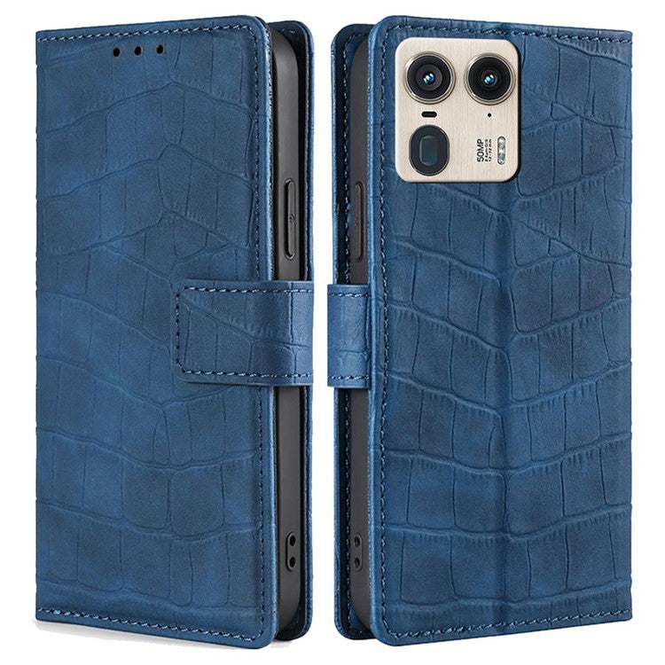 For Motorola Moto X50 Ultra 5G / Edge 50 Ultra 5G Case Crocodile Texture PU Leather Phone Cover - Blue