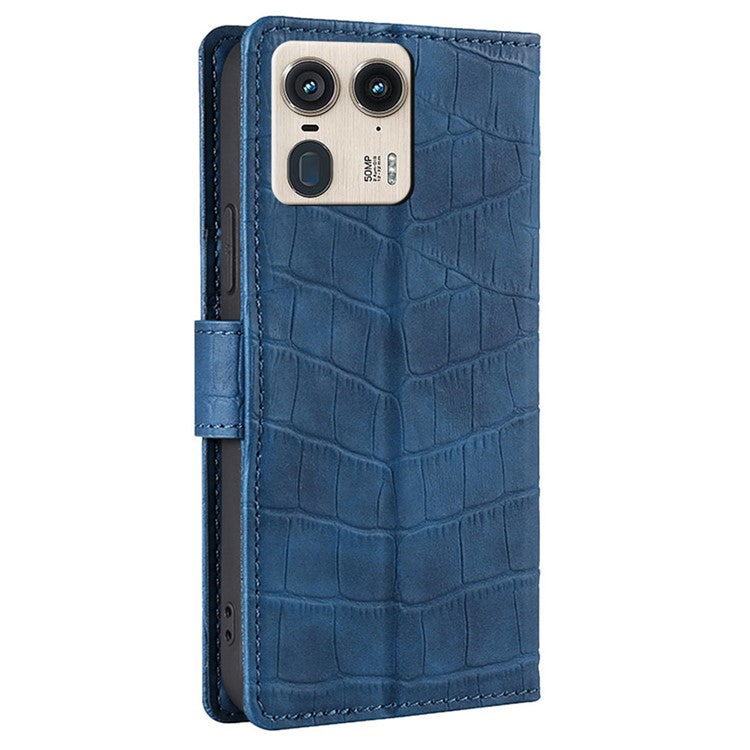 For Motorola Moto X50 Ultra 5G / Edge 50 Ultra 5G Case Crocodile Texture PU Leather Phone Cover - Blue