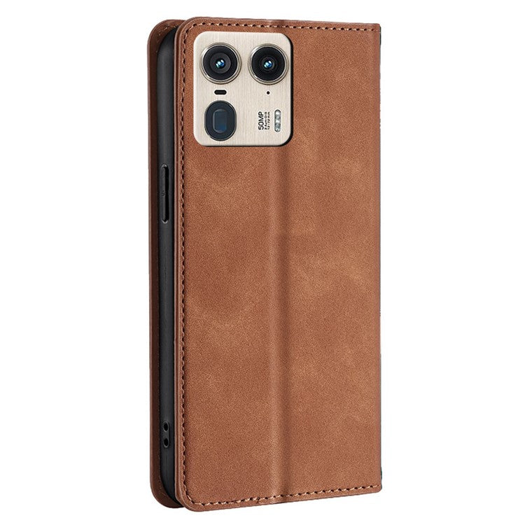 For Motorola Moto X50 Ultra 5G / Edge 50 Ultra 5G Wallet Case PU Leather Magnetic Closing Phone Cover - Light Brown