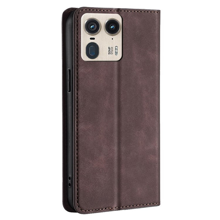 For Motorola Moto X50 Ultra 5G / Edge 50 Ultra 5G Wallet Case PU Leather Magnetic Closing Phone Cover - Dark Brown