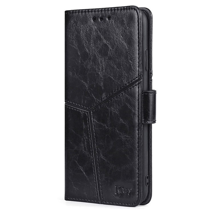 For Motorola Moto X50 Ultra 5G / Edge 50 Ultra 5G Case Geometric Splicing PU Leather Phone Cover - Black