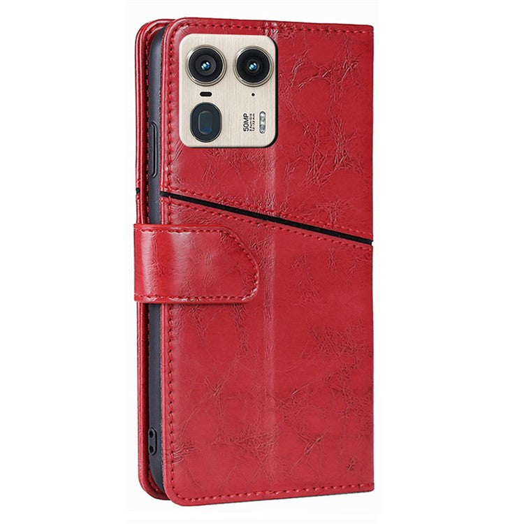 For Motorola Moto X50 Ultra 5G / Edge 50 Ultra 5G Case Geometric Splicing PU Leather Phone Cover - Red