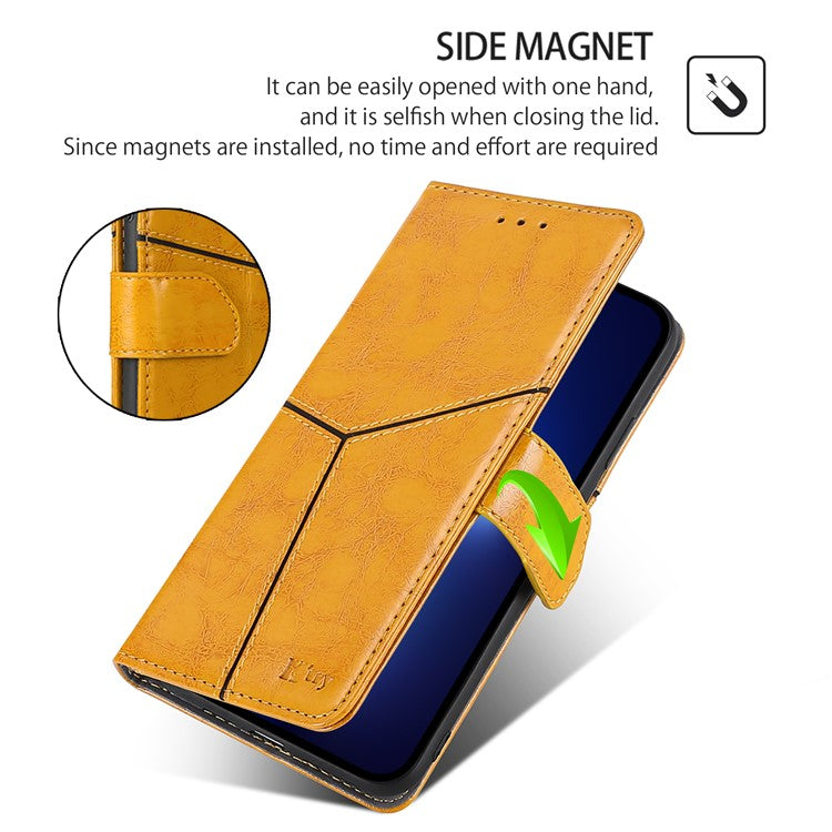 For Motorola Moto X50 Ultra 5G / Edge 50 Ultra 5G Case Geometric Splicing PU Leather Phone Cover - Yellow