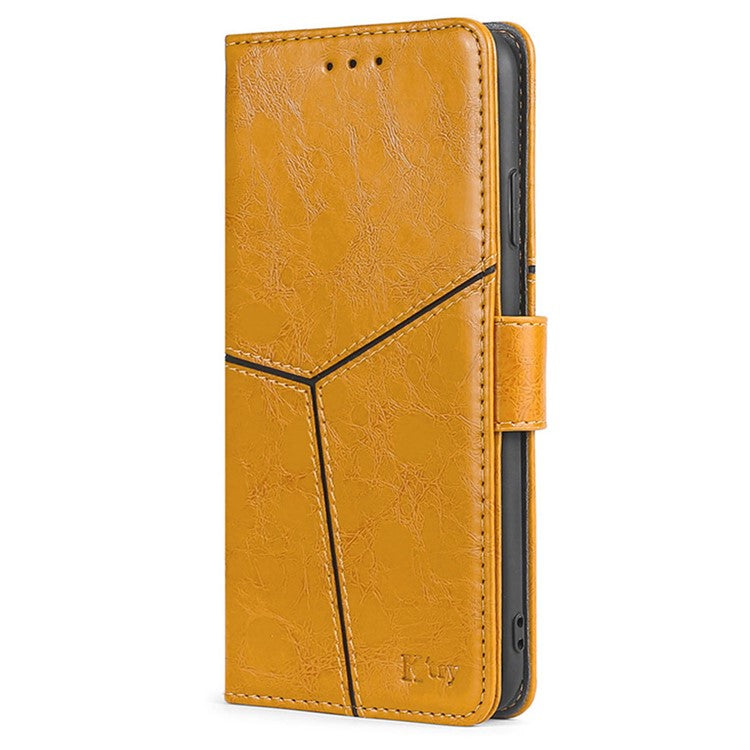 For Motorola Moto X50 Ultra 5G / Edge 50 Ultra 5G Case Geometric Splicing PU Leather Phone Cover - Yellow